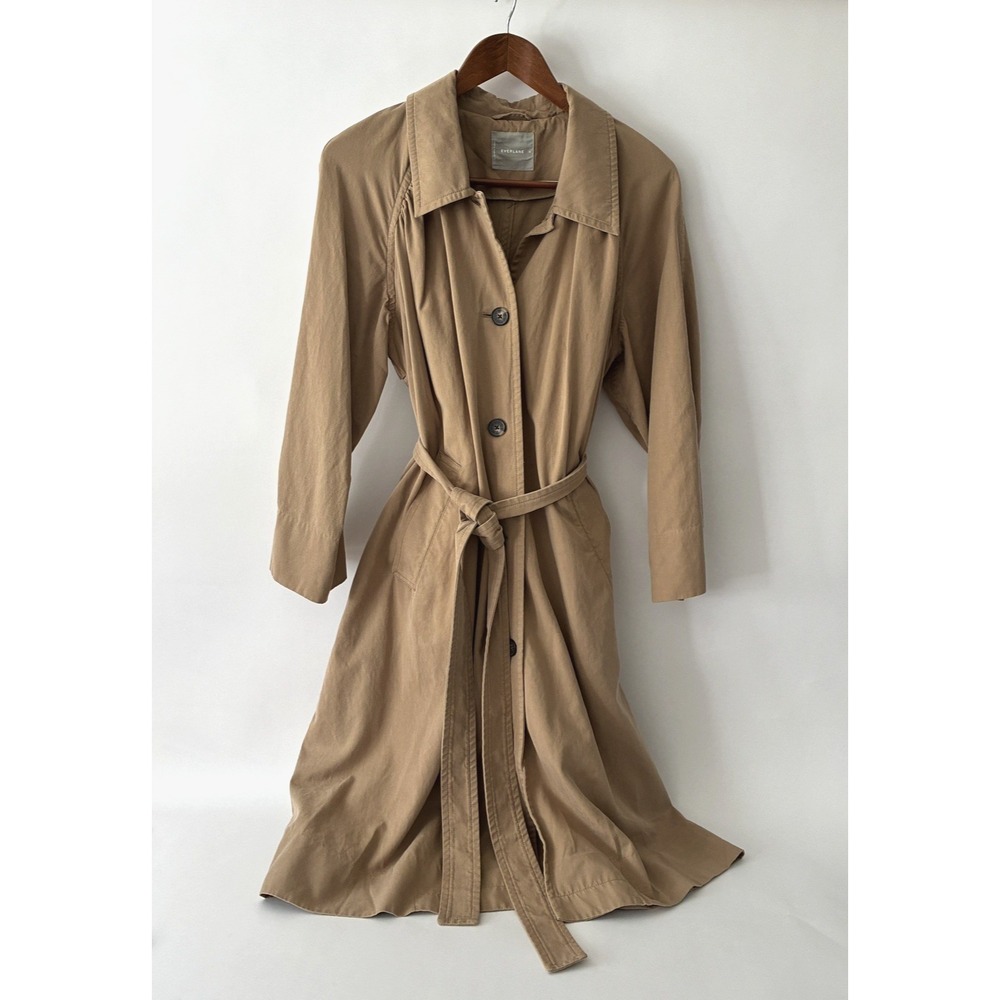 Everlane Gathered Drape Trench Coat Women's XL Beige Quiet Luxury Minimalist